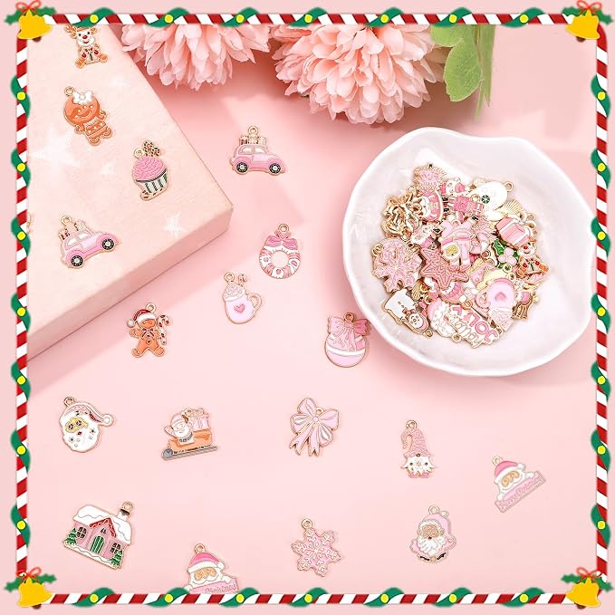 SANNIX 110Pcs/55 Pairs Christmas Charms, Holiday Xmas Enamel Pendants - Image 3
