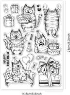 GLOBLELAND 8.3×5.8in Birthday Cats Animal Clear Stamp Sofa Cat Birthday Cake - Image 7