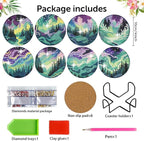 8 Pack Diamond Art Coasters, Northern Lights Diamond Painting Coasters Kits | - Image 2