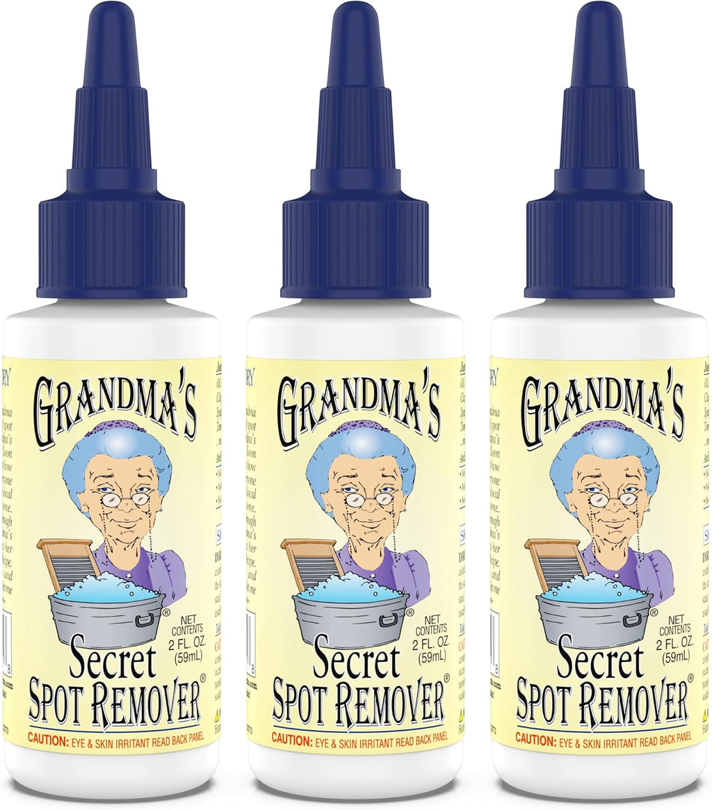 Grandma's Secret Spot Remover Laundry Spray - Chlorine, Bleach and Toxin-Free Fabric Stain Remover for Clothes - Removes Oil, Paint, Blood and Pet Stains - 2 Oz, 3 Pack