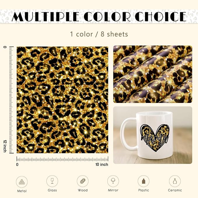Tintnut Leopard Permanent Vinyl 8 Sheets 12x10in Golden Adhesive Vinyl | - Image 2