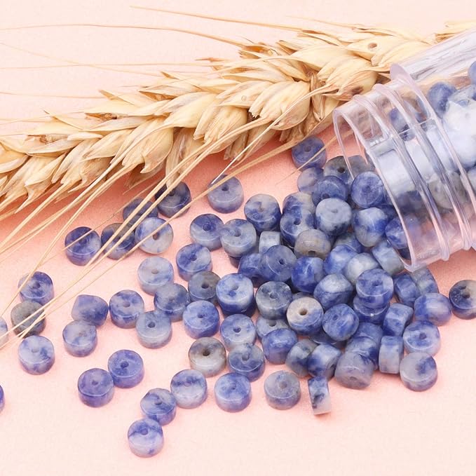 Natural Stone Heishi Beads for Necklace Making, 4 mm x 2 mm Small Flat Round - Image 7