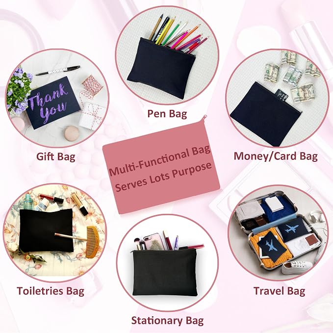 Koolmox Canvas Pouches with Zipper 8x5'', 30 pack Small Canvas Zippered Pouches - Image 3