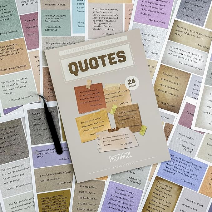 Prstincol 24 Sheets Vintage Motivational Quote Stickers Pad wtih Tweezer by PRSTINCOL