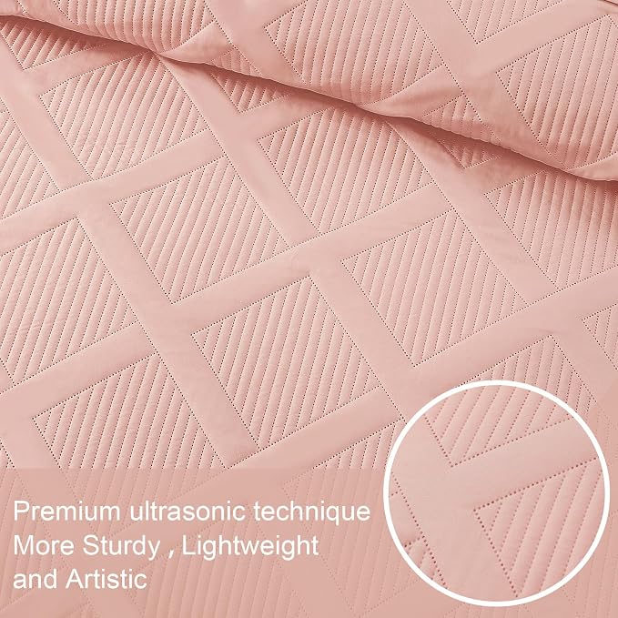 Exclusivo Mezcla King Quilt Set- Blush Pink Quilts Bedding Set - Image 5