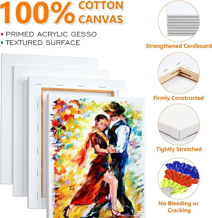 Shuttle 34-Pack Art Canvas for Painting, 5x7/8x10/9x12/11x14 Inch 100% Cotton - Image 3