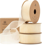 Vitalizart Ivory Cream Ribbon Organza Sheer Ribbon 1 inch x 30Yd Handmade by Vitalizart