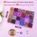 XSEINO About 1200+ pcs 6mm Glass Beads Bracelet Making Kit, 24 Assorted Purple - Image 2