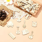 200 pcs Mixed Styles Instrument Theme Unfinished Wood Cutout Charms Music - Image 6