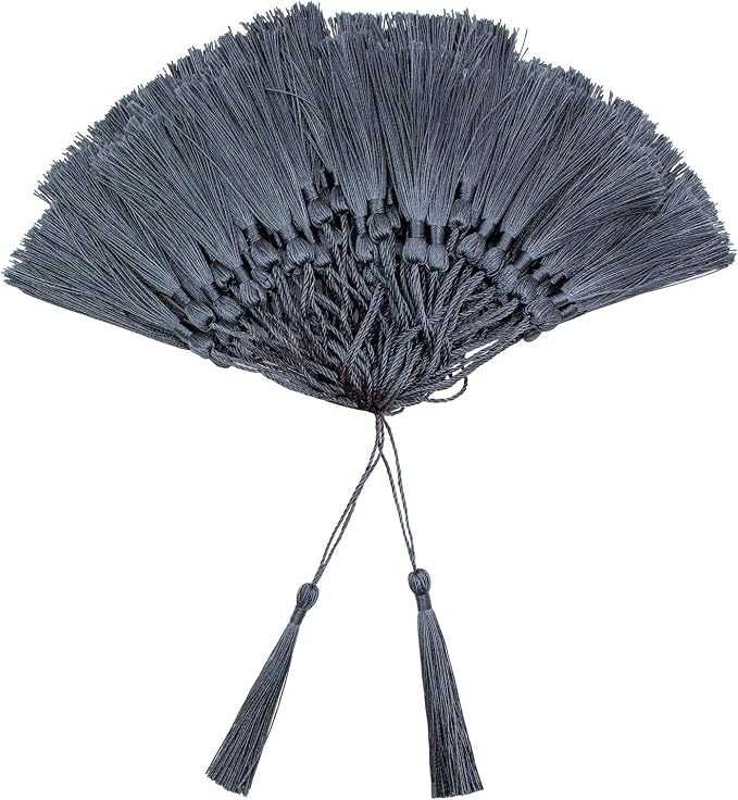VAPKER 100 Pieces Dark Gray Color 13cm/5-Inch Silky Handmade Soft Tassels Floss by VAPKER