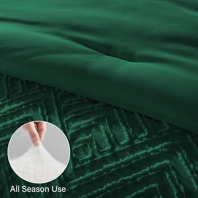 Zzlpp King Comforter Set 7 pieces, Emerald Green Tufted Bed in a Bag - Image 6
