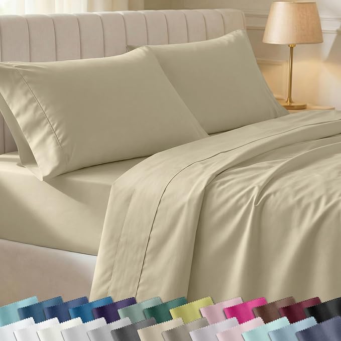 California Design Den Soft 100% Cotton Bed Sheets Cal King Size Set, 400 TC by CaliforniaDesignDen