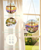 Acrylic Puzzle Suncatcher, Morning Cross Flower Field Sun Catcher - Image 7