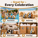 Realspring 12 Pack Cow Print Inflatable Beach Balls 8 Inch Farm Animal Party - Image 2