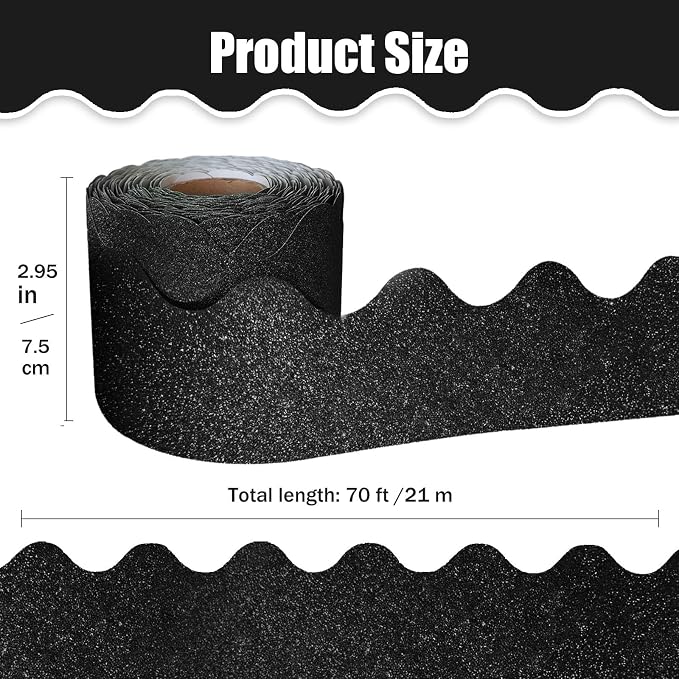 70Ft Shine Black Bulletin Board Borders，Scalloped Poster Boards Decorations Trim - Image 2