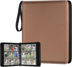 GERMUN 3 Ring 9 Pocket Zipper Card Binder, 720 Double Sided Standard PU Trading by GERMUN