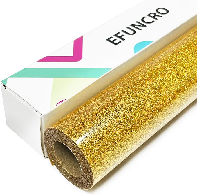Efuncro- Gold Glitter HTV 12'' x 8FT Heat Transfer Vinyl, Iron on by Unknown