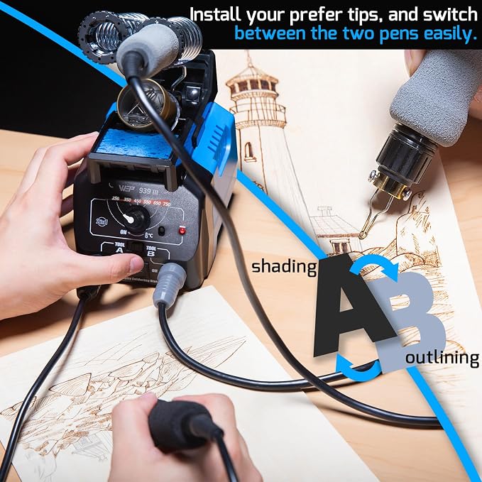 WEP 939-III Dual Pen Wood Burning Kit 34-in-1 - Image 5