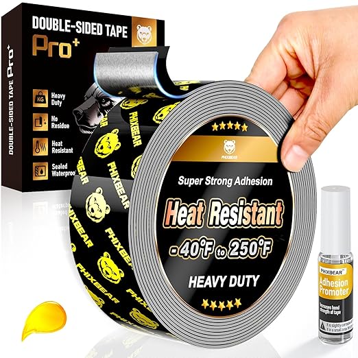 PHIXBEAR Double Sided Tape Heat Resistant Heavy Duty, Waterproof Outdoor Indoor by PHIXBEAR