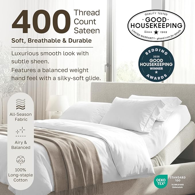 California Design Den Soft 100% Cotton Bed Sheets Split King Size Set, 400 TC - Image 3