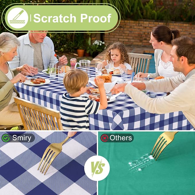 Smiry Rectangle Table Cloth, Waterproof Vinyl Tablecloth - Image 5