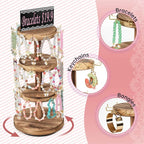 Pinzoveco Bracelet Holder, 3 Tier Wooden Rotating Bracelet Display Stand - Image 3