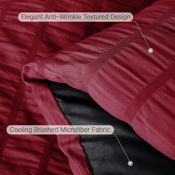 MUXHOMO 7 Pieces Queen Comforter Set, Seersucker Bed in a Bag Queen Size - Image 6