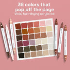 ARTISTRO 36 Skin Tones Dual-Tip Acrylic Paint Markers – Paint Pens Set - Image 2