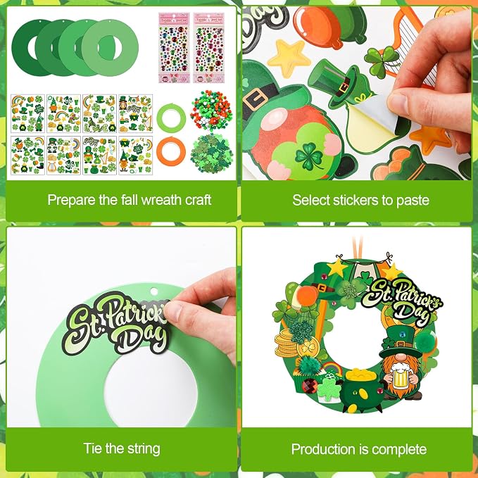 Hollowfly 48 Sets St. Patrick's Day Wreath Craft Kits DIY Irish Wreath Hanging - Image 3