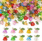 Cheriswelry 100pcs Flower Bracelet Charms Leaf Flower Acrylic Dangle Pendants by Cheriswelry