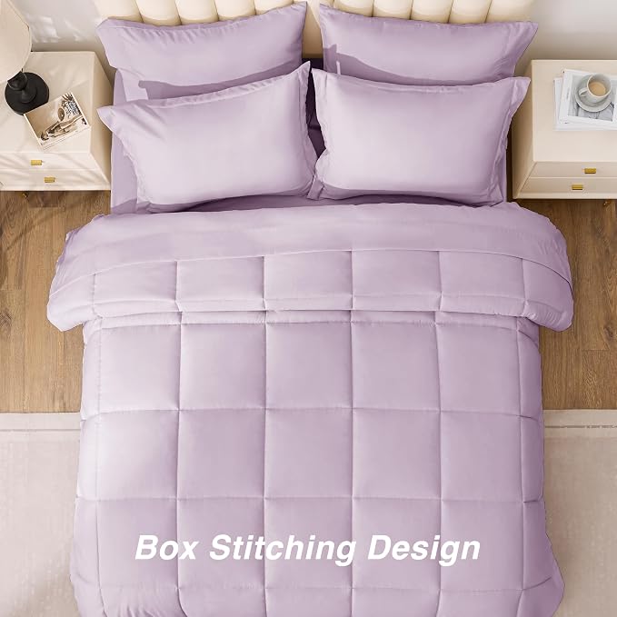 Love's cabin California King Comforter Set Light Purple, 7 Pieces California - Image 4