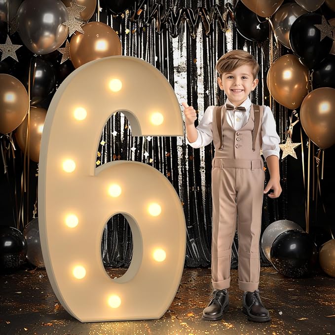 imprsv 4FT Marquee Number 6 Light up Number 6th Birthday Decorations Large by Letsmakeitimpressive