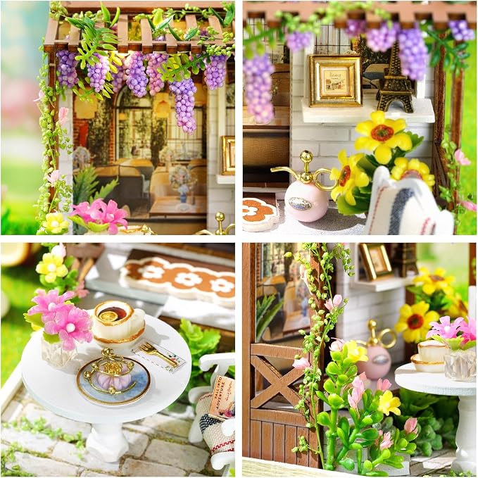 Miniature House Kit, CUTEROOM Tiny House Kit Wooden Dollhouse Kit Mini House - Image 5