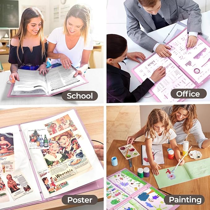JoyCat 12 x 18 Art Portfolio Binder, 40 Acid-Free Clear Pockets Art Folder - Image 7