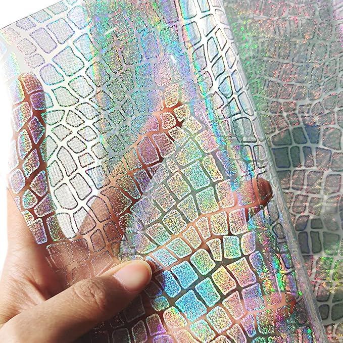 HYANG Transparent Stone PVC Super Clear Holographic Vinyl Faux Leather Sheets 1 - Image 2