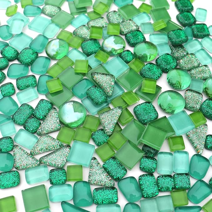 LITMIND Assorted Green Irregular Crystal Mosaic Tiles, 9oz Value Pack - Image 5