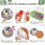 EWJRNSF 8 PCS Diamond Art Coasters Kit, Small Diamond Painting Coasters - Image 3