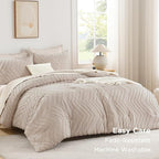 Andency Linen California King Comforter Set, Boho Cal King Soft Warm Tufted - Image 3