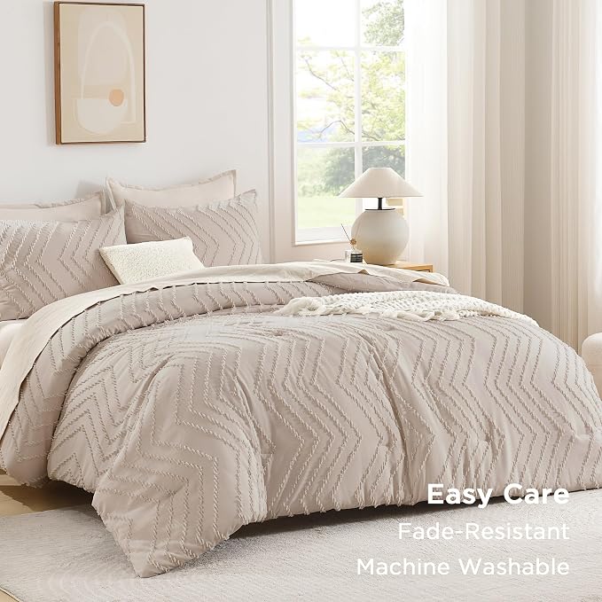 Andency Linen Oversized Queen Comforter Set, Boho Soft Warm Bedding Comforter - Image 3