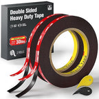 Double Sided Heavy Duty Mounting Tape, 2 Rolls, Waterproof, High Temp Resistant by WALLQMER