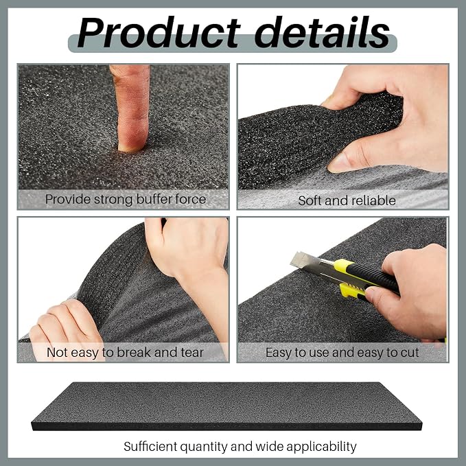 Ramede Customizable Polyethylene Foam Sheet 54 x 16 x 1.5 Inch Black Foam - Image 4