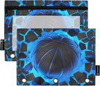 Blue Basketball Pencil Pouch for 3 Ring Binder, 2 Pack Waterproof Pencil Bags by BOENLE-WELCOMEYOURCOMING