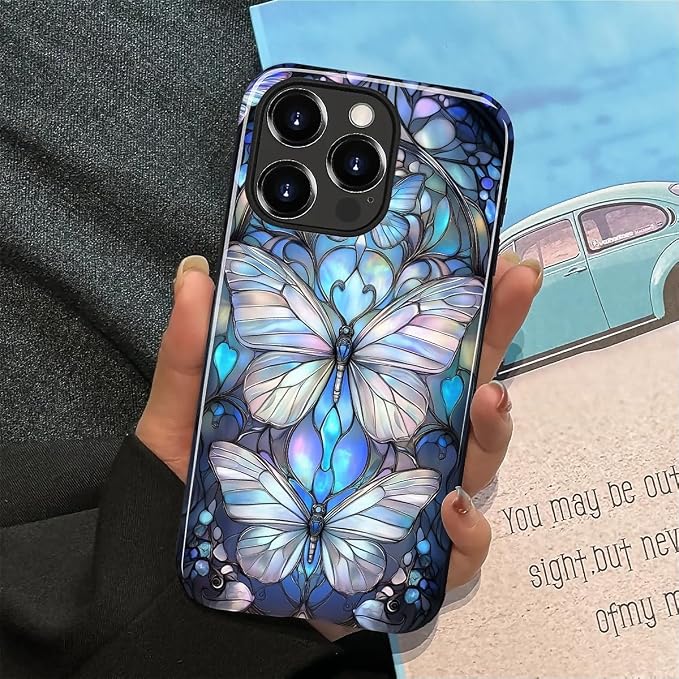 ZHEGAILIAN Case for iPhone 14 Pro, Stained Glass Butterfly Aesthetic Durable - Image 5