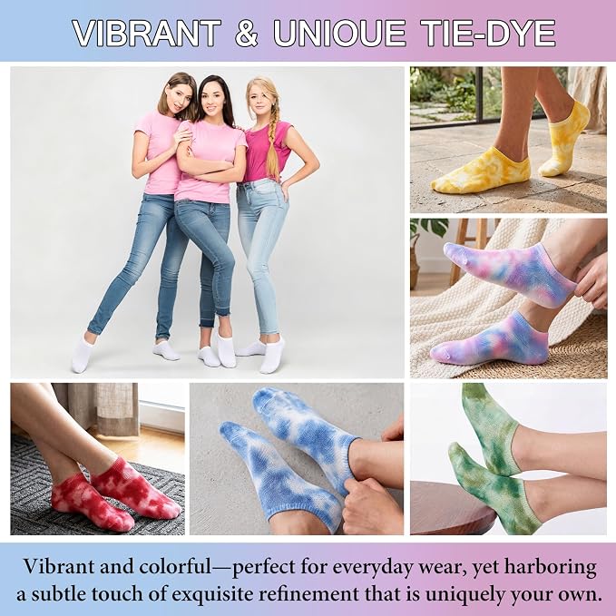 Syhood White Cotton Crew Socks for Tie dye Party Casual Soft Cushion Novelty - Image 2