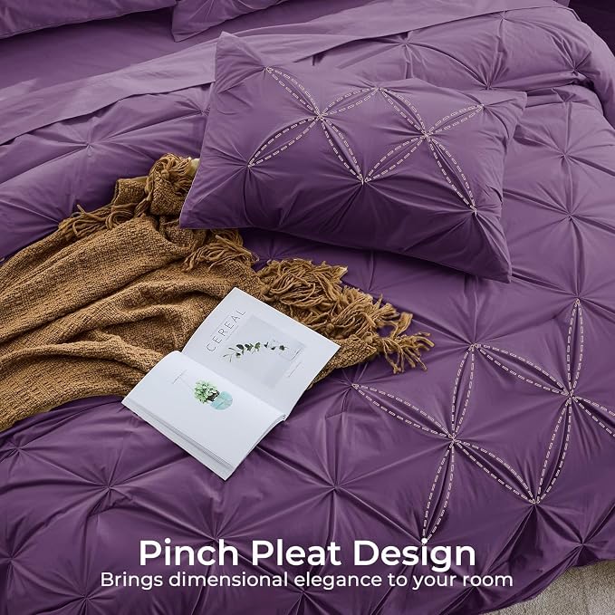 Sasttie California King Comforter Set, 7-Piece Bed in a Bag Cal King, Pintuck - Image 4