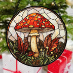 DASTOLL Stained Glass Window Hanging, Big Red Mushroom Suncatcher - Image 2