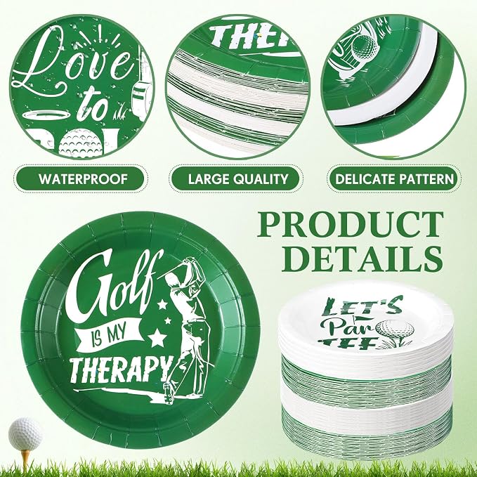 Funnymoom 60 Pcs Golf Party Paper Plates 7inch Golf Disposable Dessert Plates - Image 3