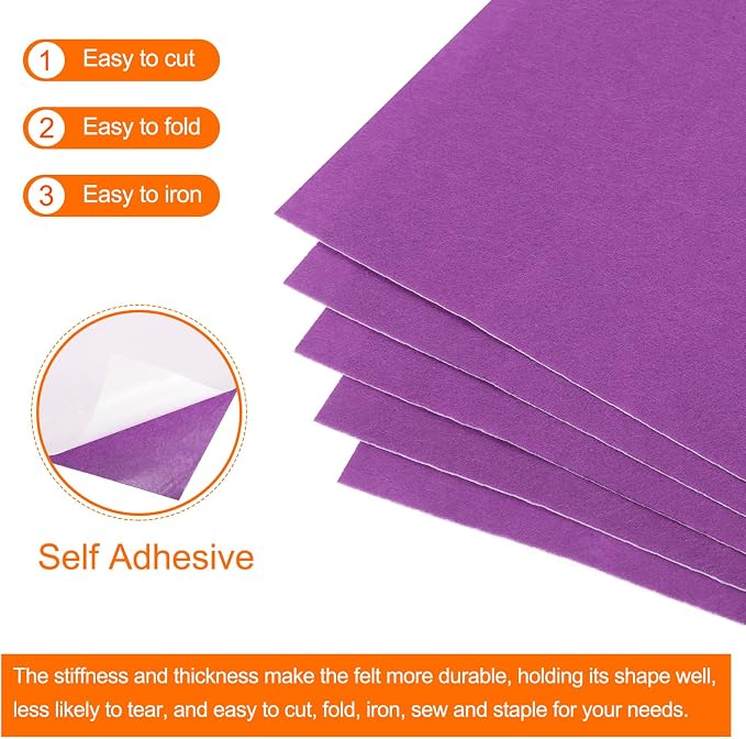 MECCANIXITY Adhesive Felt Sheets, Felt Fabric Crafts Back Adhesive Felt Sheets - Image 4