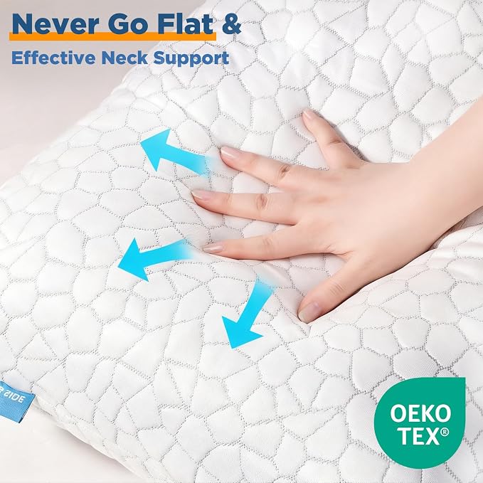 Cooling Pillows King Size Set of 2, Firm Shredded Memory Foam Pillows - Image 6