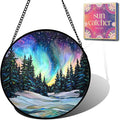 Northern Lights Acrylic Suncatcher Faux Stained Glass Window Hanging 6.3" | by Unknown